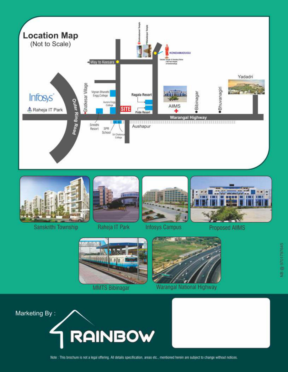Rainbow location map nearby AIMS Bibinagar IT parks